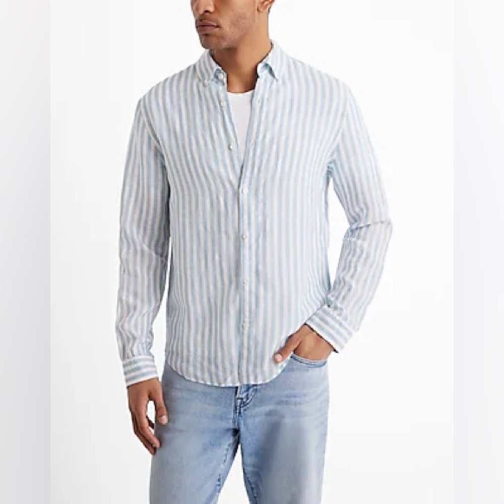 Striped Linen-Blend Shirt